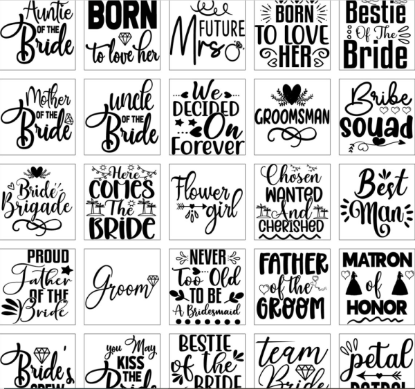 Ultimate Wedding, Engagement, Bachelorette, and Honeymoon SVG Bundle - Image 3