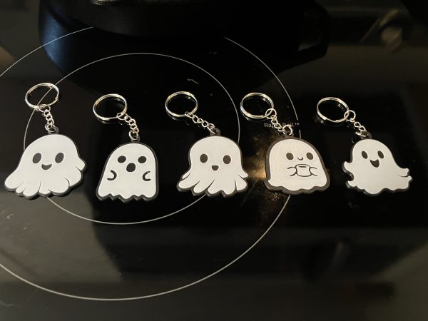 Novelty Ghost Halloween Keychains Happy Sad Coffee Flip the Bird Funny Gag Gift Prize - Image 3