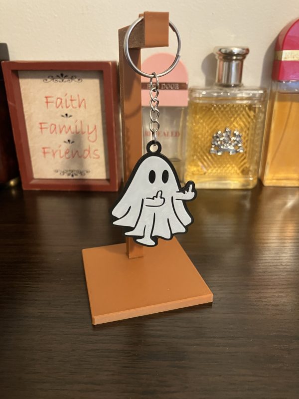 Novelty Ghost Halloween Keychains Happy Sad Coffee Flip the Bird Funny Gag Gift Prize - Image 7