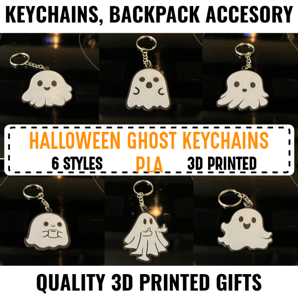 Novelty Ghost Halloween Keychains Happy Sad Coffee Flip the Bird Funny Gag Gift Prize