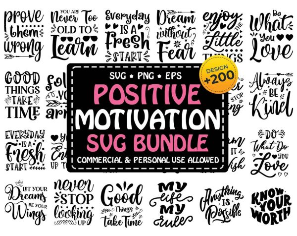 Motivational Svg Bundle, Positive Quote, Saying Svg, Png Files, Funny Quotes Cut Files For Cricut, Inspirational Svg, Motivation Svg Bundle