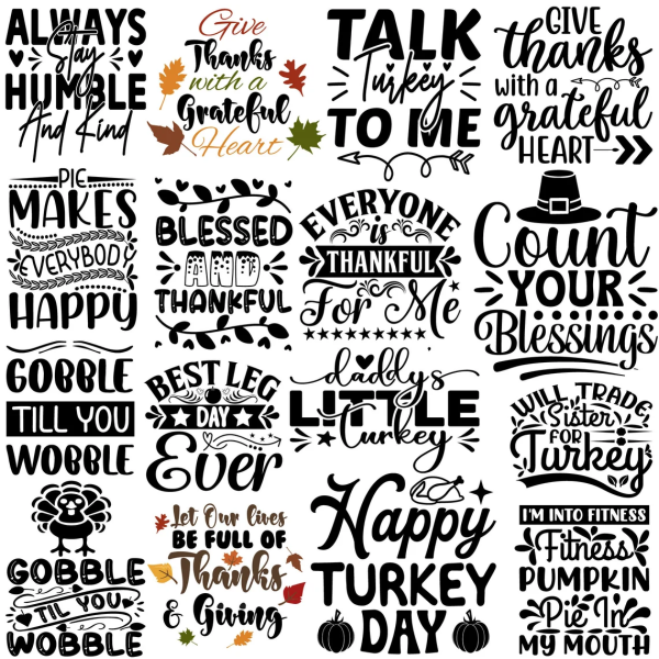 Thanksgiving Svg Bundle, Fall Svg, Thankful png, Pumpkin svg, Funny Turkey svg, Gobble SVG, Svg Files For Cricut - Image 3