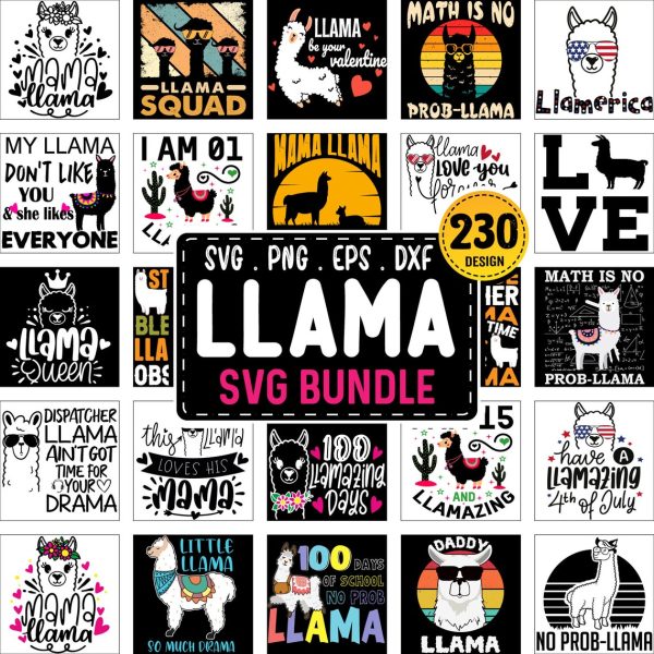 Funny Llama SVG Bundle, No Probllama Svg, Mama Llama Svg Cut File, No Drama Llama Svg, Llama Queen Svg, Funny Mom Quotes, Be Llamazing Svg