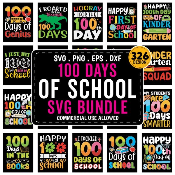 100 days of school Bundle for Cricut, Silhouette, Laser Engraving, and more