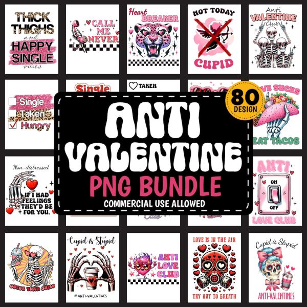 Anti Valentine png Bundle, Anti Valentine Png Sublimation, Sarcastic Valentine PNG, Trendy Valentine Commercial Use