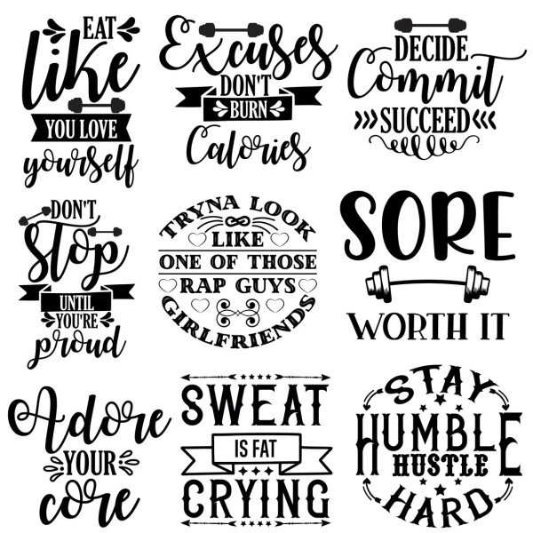 Workout SVG Bundle, Fitness Quotes, Workout Shirt svg, Gym SVG Bundle, Gym Quotes svg, Gym Cut File - Image 4