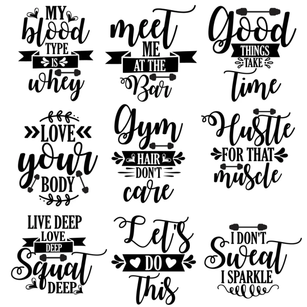 Workout SVG Bundle, Fitness Quotes, Workout Shirt svg, Gym SVG Bundle, Gym Quotes svg, Gym Cut File - Image 5