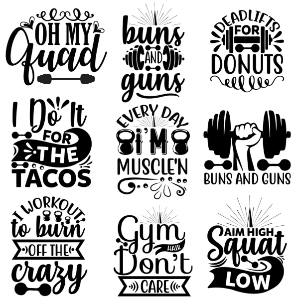 Workout SVG Bundle, Fitness Quotes, Workout Shirt svg, Gym SVG Bundle, Gym Quotes svg, Gym Cut File - Image 7