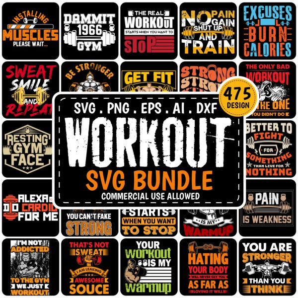 Workout SVG Bundle, Fitness Quotes, Workout Shirt svg, Gym SVG Bundle, Gym Quotes svg, Gym Cut File