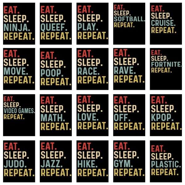 Eat Sleep Repeat SVG bundle, Eat Sleep Hockey Svg, Svg Files For Cricut, Baseball Repeat Svg, Eat Sleep Custom Repeat Png - Image 4