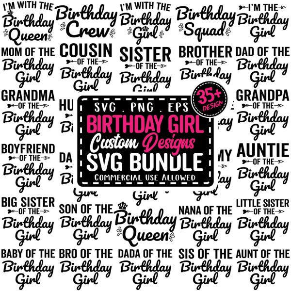 Multiple Birthday Girl Svg Bundle, Custom Birthday Girl Svg, Birthday Queen SVG, Birthday Girl Svg Adult Group, Mom of The Birthday Girl - Image 2