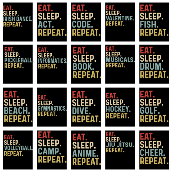 Eat Sleep Repeat SVG bundle, Eat Sleep Hockey Svg, Svg Files For Cricut, Baseball Repeat Svg, Eat Sleep Custom Repeat Png - Image 3