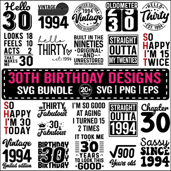 21st to 90th Birthday SVG Bundle, Vintage 1934 Birthday Gift Ideas, Ninety Svg for Shirts, Hello 90 Svg Cricut Cut Files Instant Download - Image 6