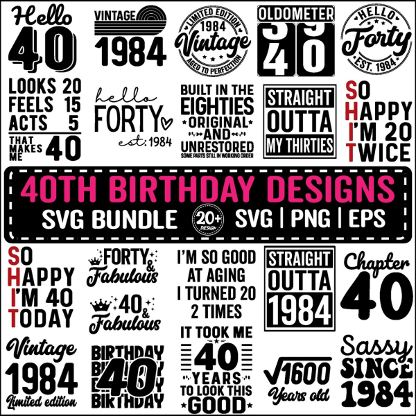 21st to 90th Birthday SVG Bundle, Vintage 1934 Birthday Gift Ideas, Ninety Svg for Shirts, Hello 90 Svg Cricut Cut Files Instant Download - Image 4